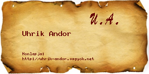 Uhrik Andor névjegykártya